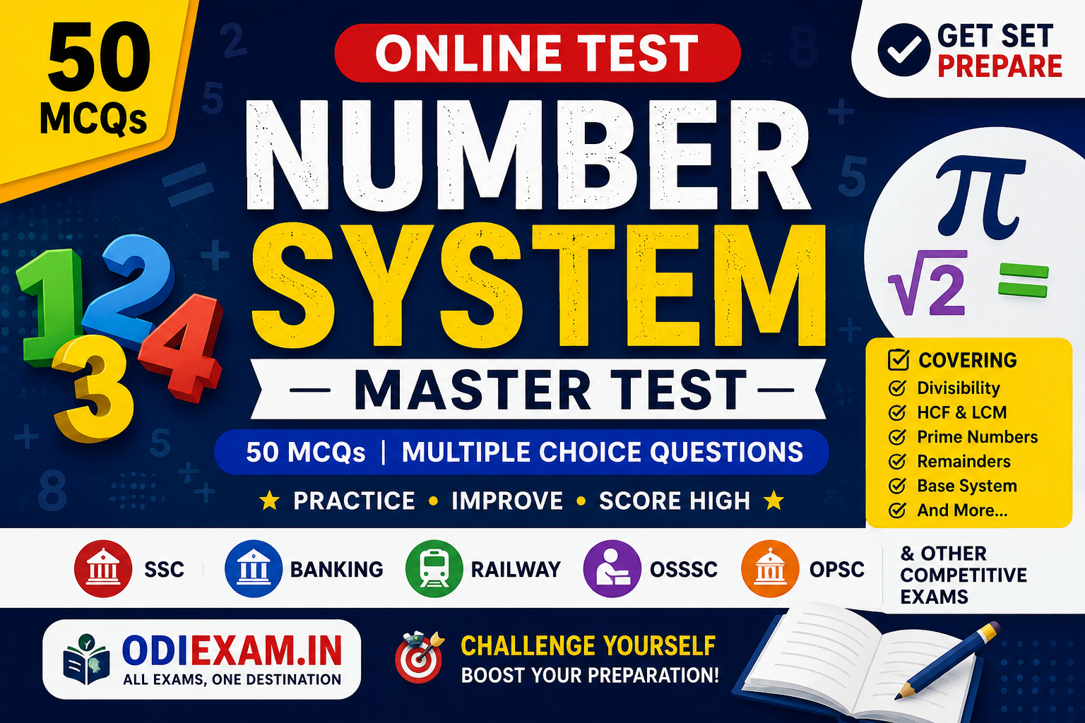 Number System Master Test – 50 MCQs for Competitive Exams (SSC, Banking, Railway, OSSSC, OPSC)