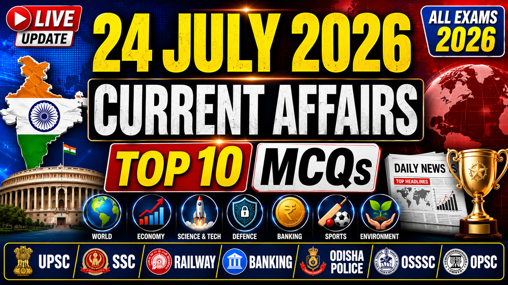 24 July 2026 Current Affairs MCQs (All India Competitive Exams)